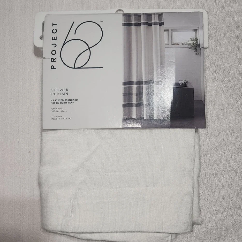 project 62 shower curtain 100% cotton 72 x72 gray plaid